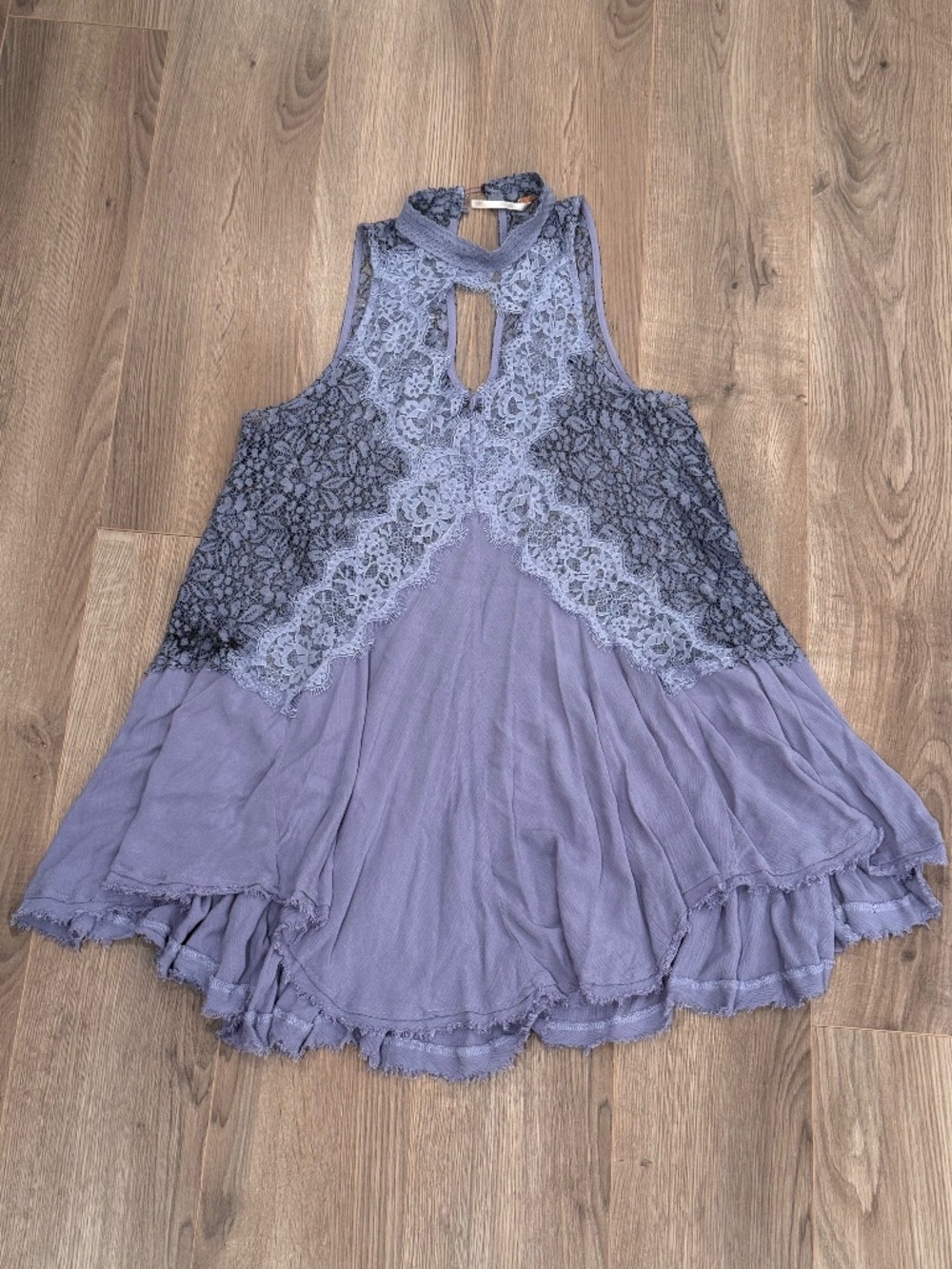 Free People blue lace swing mini dress, size XS but fits like M